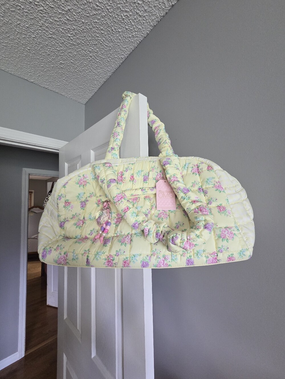 Quilted Floral Baby Duffel Bag - Yellow